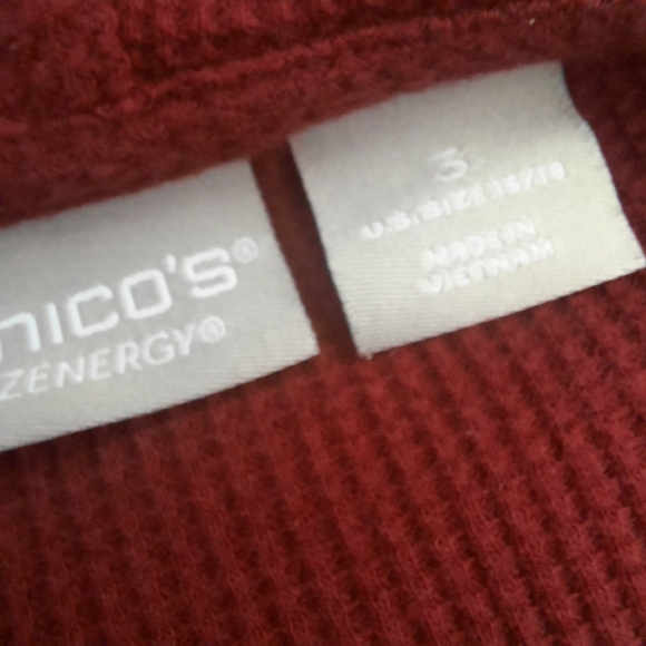 Chicos Zenergy Cardigan Women's 3 US XL Dark Burgundy Hoodie Open Waffle Knit - Picture 4 of 6